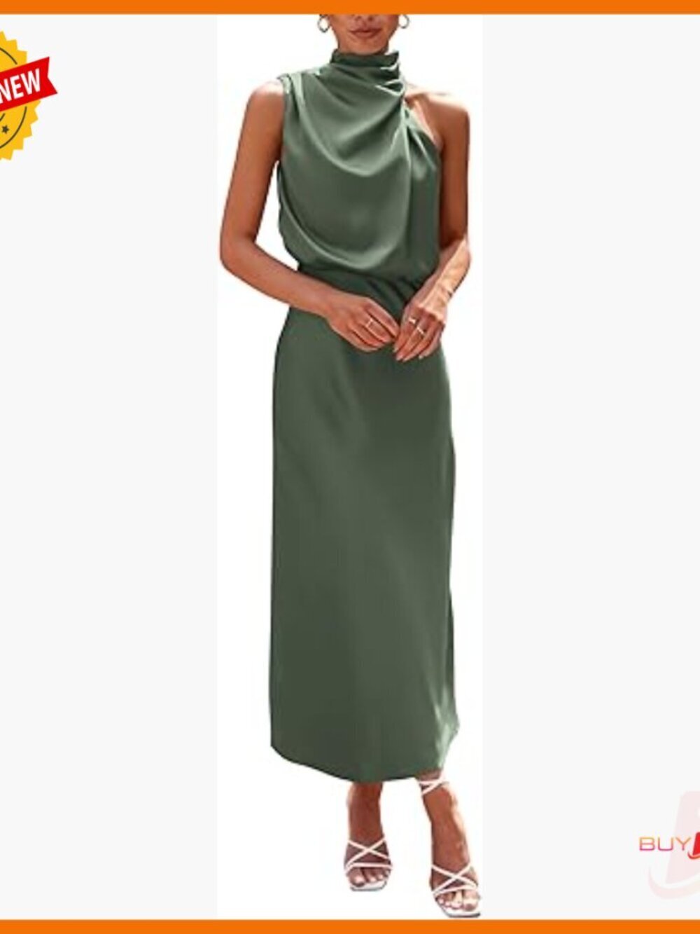 Satin Maxi Dress Sleeveless Mock Neck Cocktail Party Formal Summer